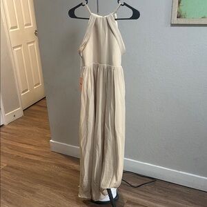 Elegant Junior Cream Halter Maxi Dress
